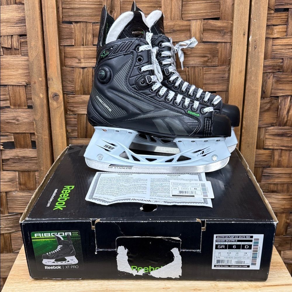Brand New Reebok Ribcore XT Pro Black and Gray Hockey Skates Sz6